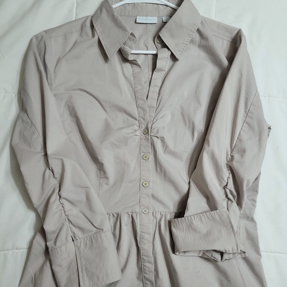 New York & Company Light Taupe Collared Shirt